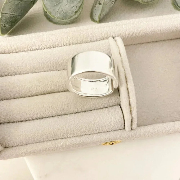 925 Sterling Silver Wide Ring Band Chunky Ring Band Minimalist Ring Stackable - Picture 7 of 7